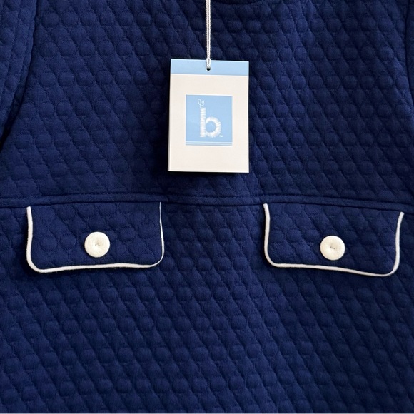 NWT Bella Bliss Navy Quilted Dress Girls 7 Button Back Classic Preppy - Picture 5 of 10
